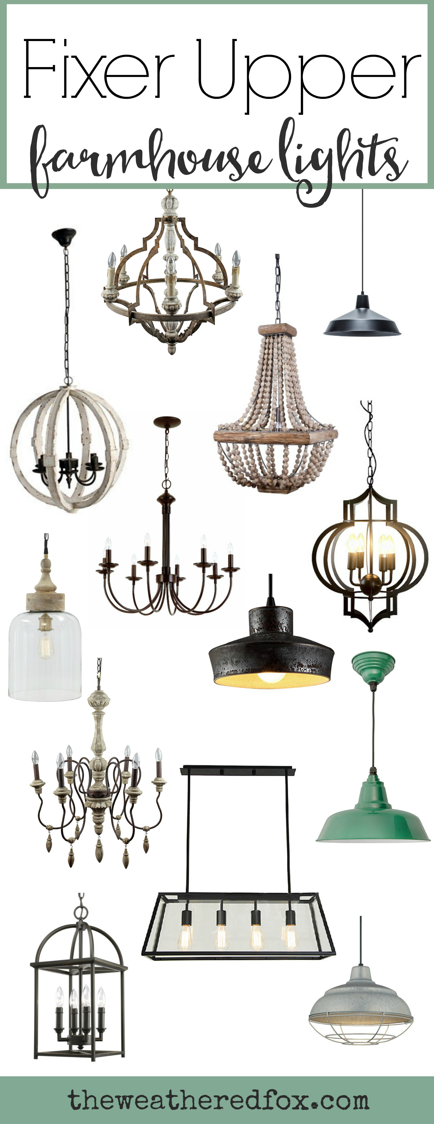 Add Fixer Upper Style with these inexpensive farmhouse light fixtures. Browse over 30 light fixtures, most under $200! Joanna Gaines light fixtures have 5 basic styles. Check out what type of light fixtures joanna puts in her homes.