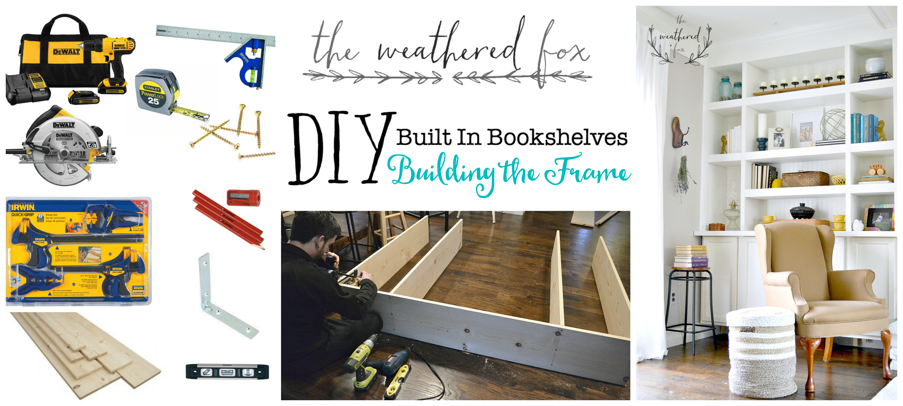 Built In Bookshelves Part Two. Building the frame tutorial with the weathered fox