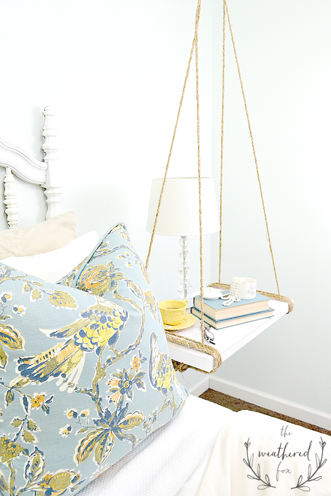 Hanging Nightstand DIY via The Weathered Fox