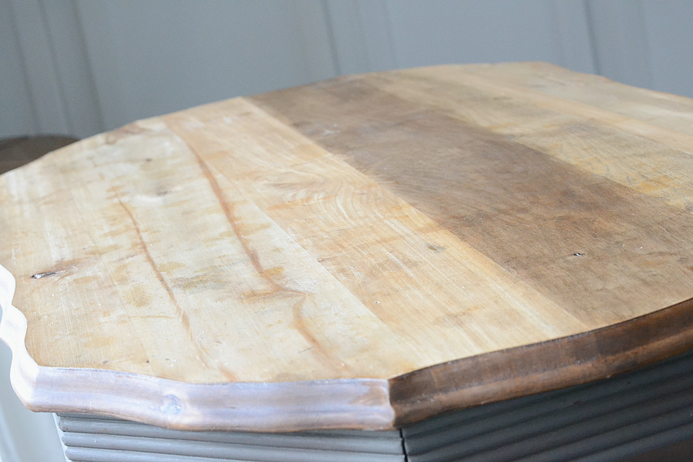 gray side table cover up imperfections with stain