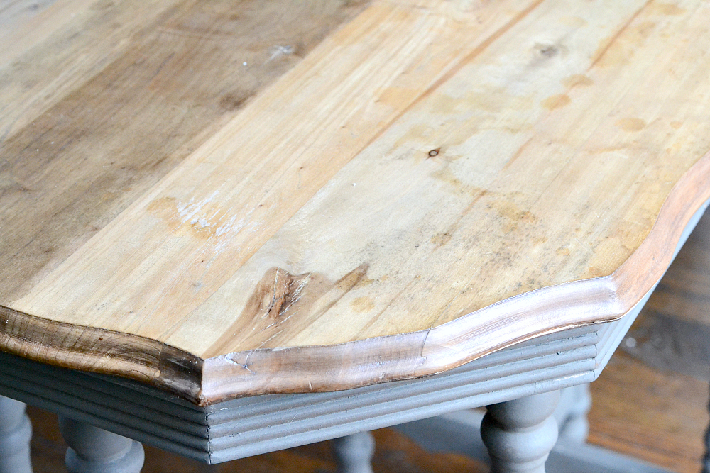gray side table imperfect top