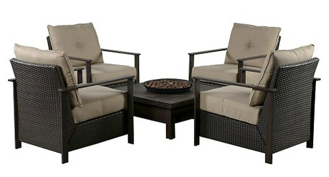 5 piece outdoor fireplace set with fireplace