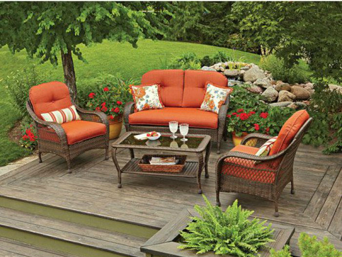 orange cushion outdoor furniture set