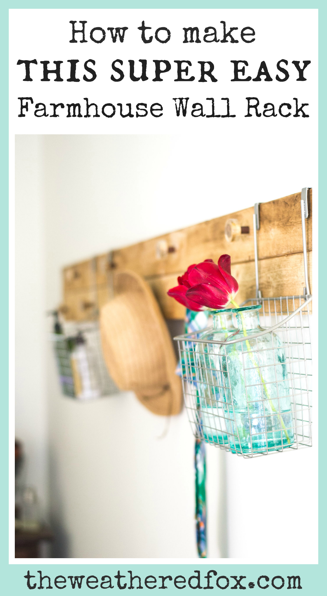 Farmhouse Wall Rack DIY. Make this super easy rustic wall rack and keep your home organized! How to keep your bedroom clean
