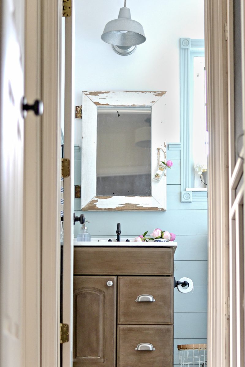 Painted Wood Look Easy Vanity Update - The Weathered Fox