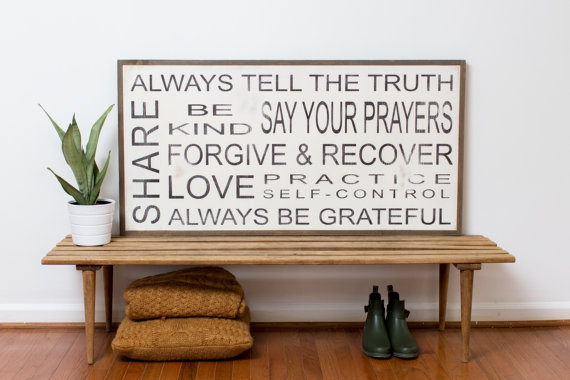 Always Tell The Truth Family Rules Fixer Upper Style Rustic Wood Sign 