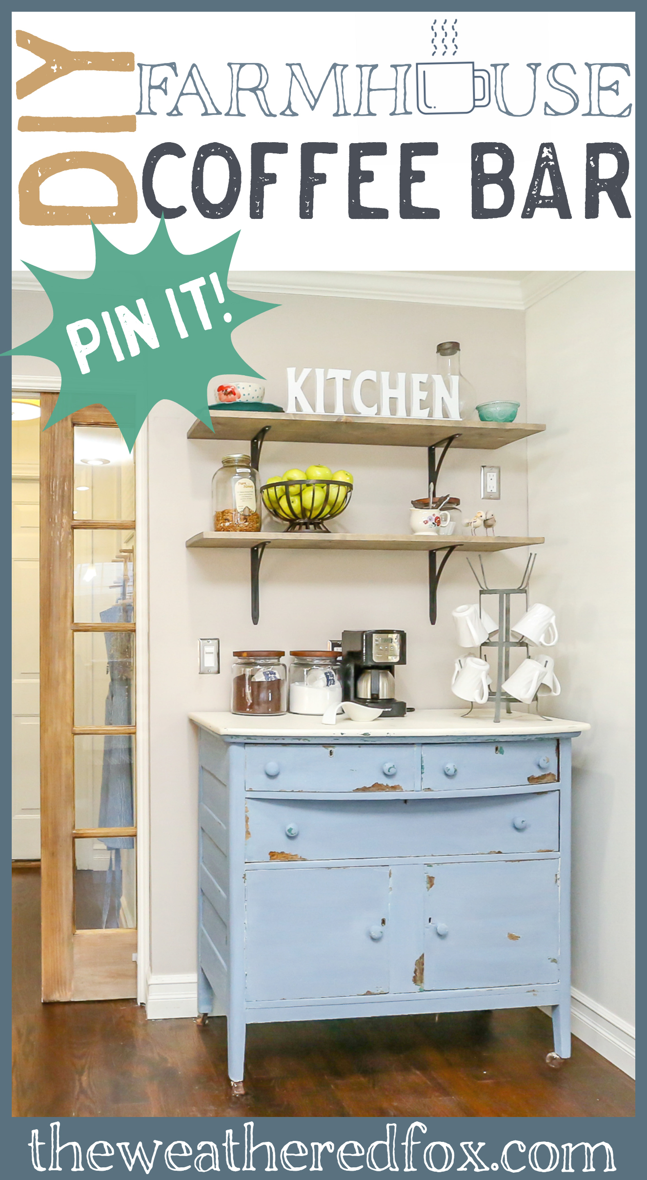 DIY Farmhouse Coffee Bar. I'm pinning this for later!