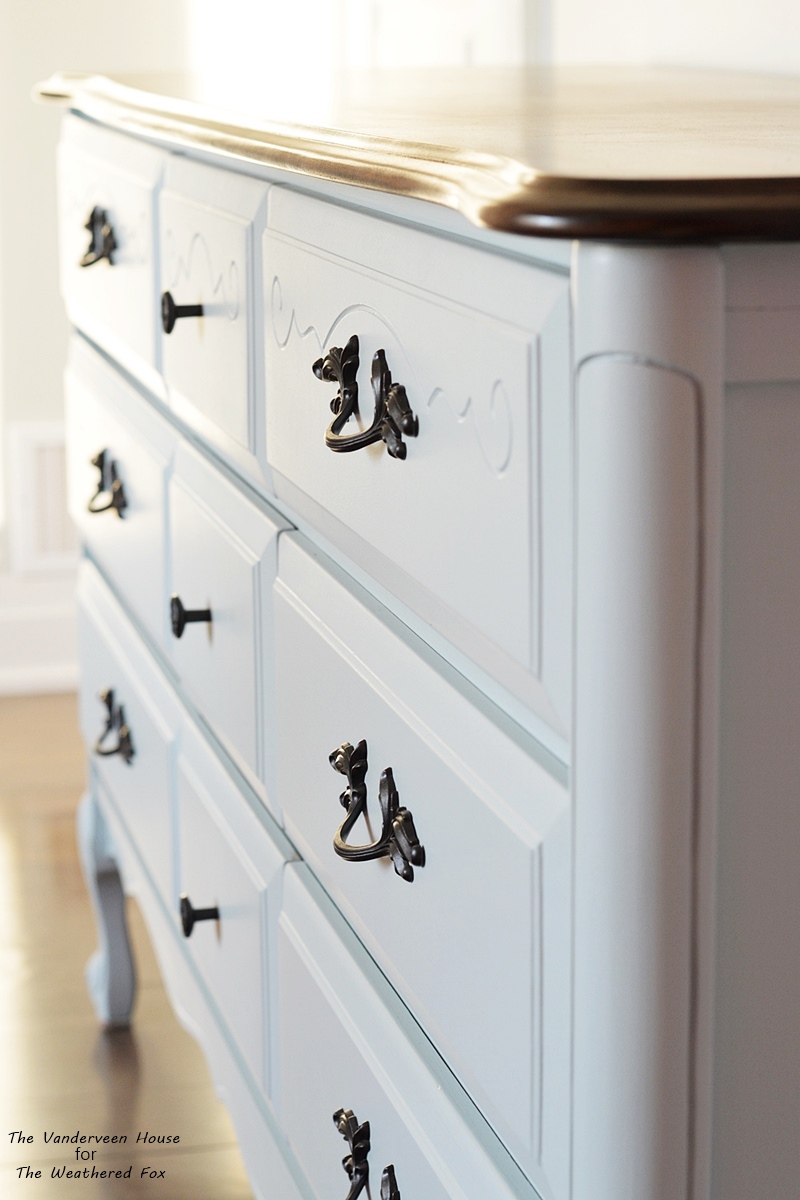 Aqua blue dresser makeover using General finishes milk paint