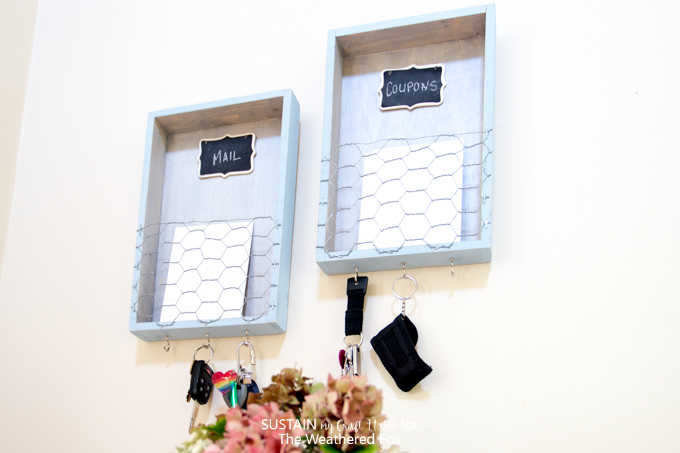 Make your own farmhouse inspired mail sorter and key holder. Full DIY tutorial included.