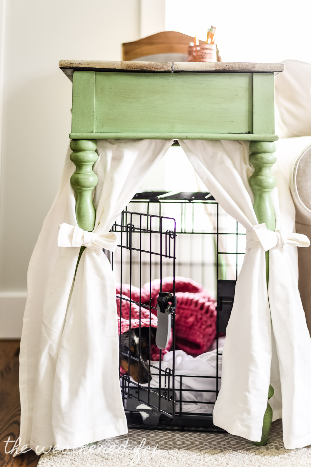 Image showcasing DIY farmhouse dog crate cover-11 - The Weathered Fox