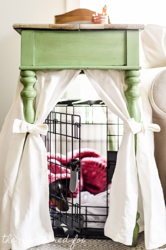 DIY Dog Crate Cover. Ten Minute Farmhouse Style Ikea Curtain Hack for