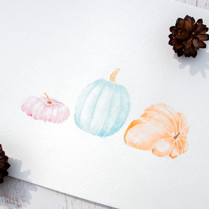 This watercolor pumpkin painting is a beautiful reminder to appreciate nature's fall bounty. Free "Thankful" print for your autumn decorating.