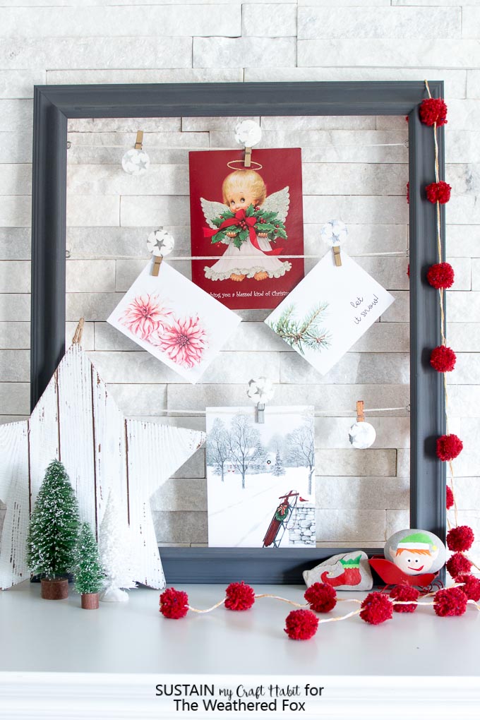 DIY photo clips and simple Christmas mantel ideas