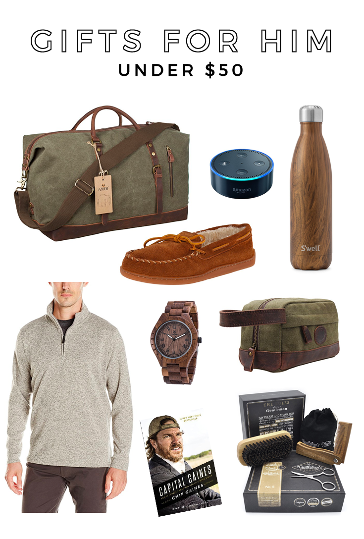 Gifts for Him under $50! Gifts for husband, gifts for boyfriend, gifts for men, gift guide for men, gift guide for him under $50