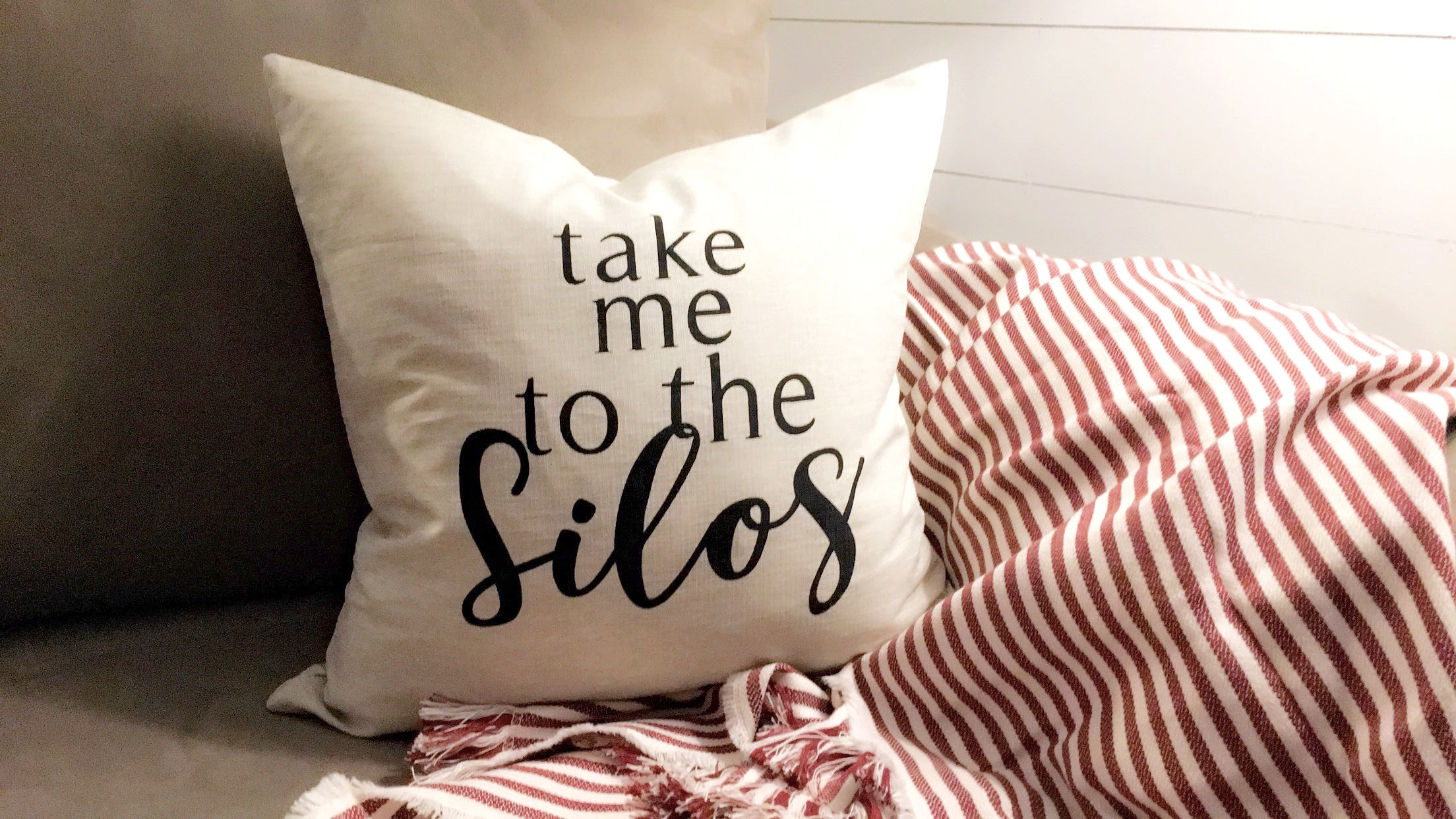 Farmhouse Throw Pillows with Text.