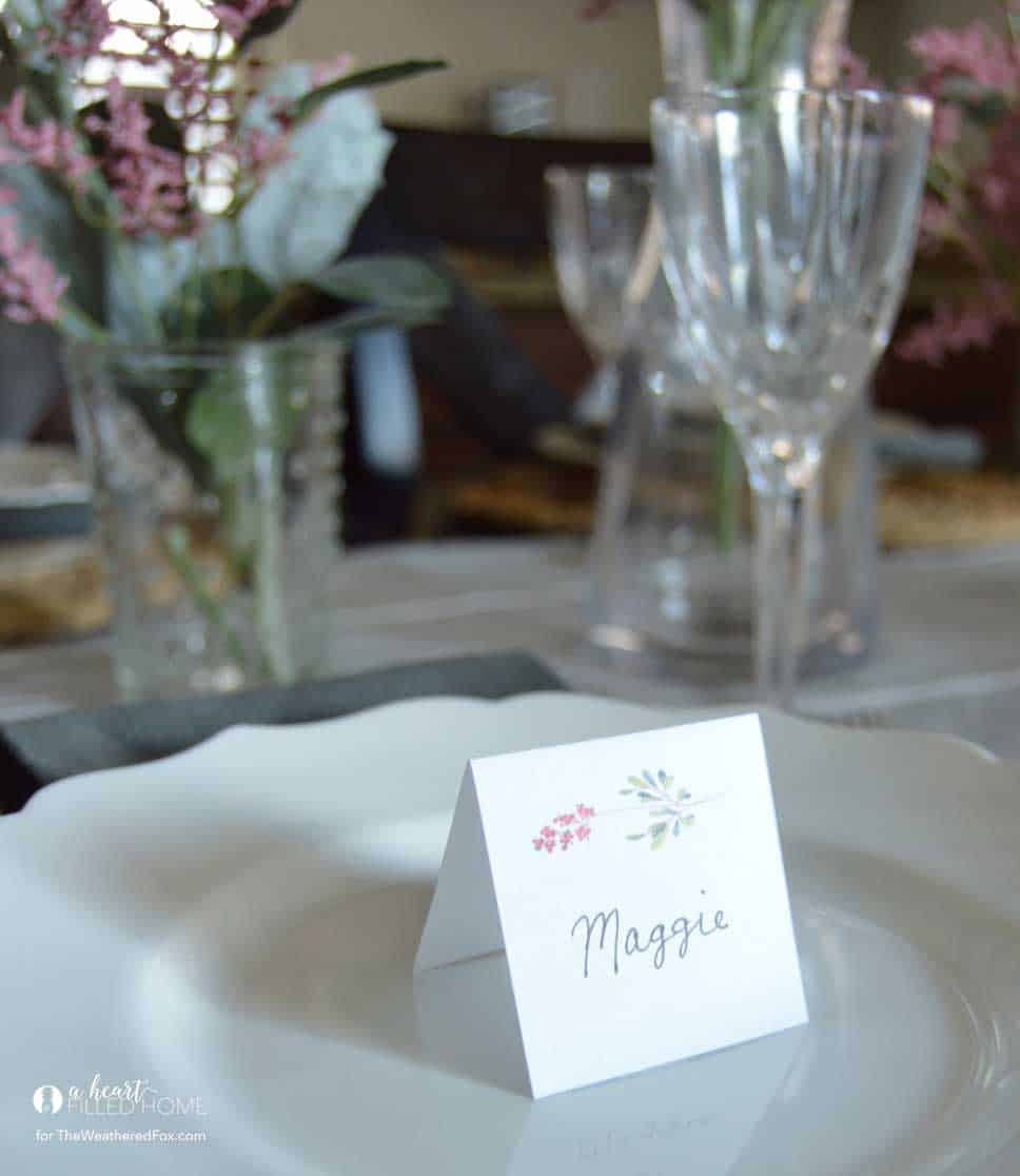 Spring Tablescape with free printable place cards!