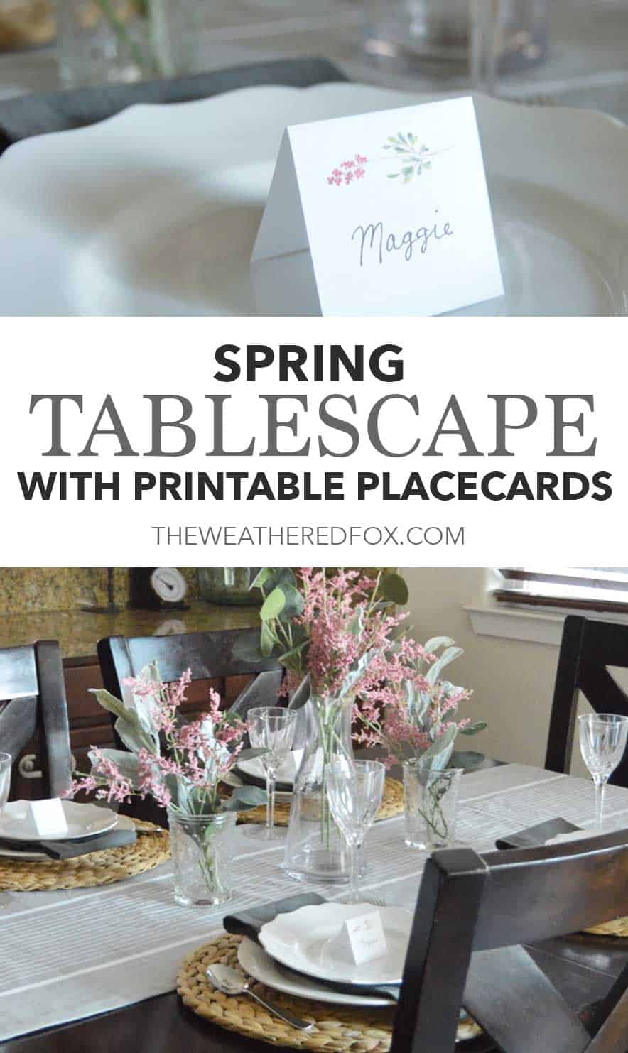 Spring Tablescape with free printable place cards!