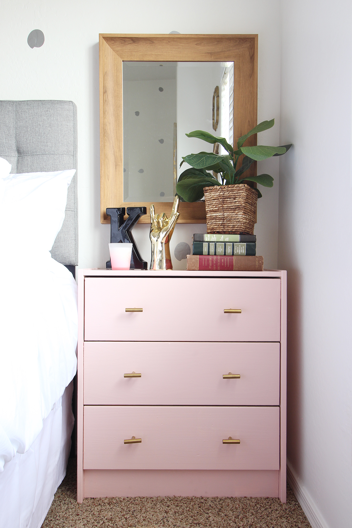 Pink Chalk Painted Card Catalog Dresser - Thirty Eighth Street