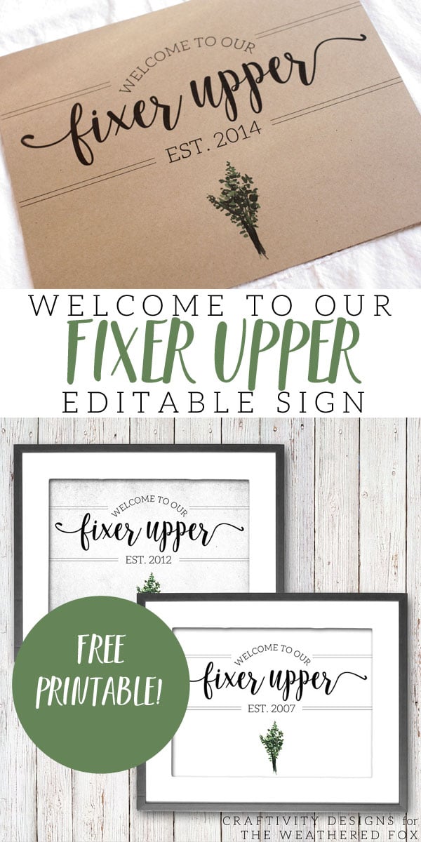 Welcome to Our Fixer Upper Free Printable Farmhouse Sign